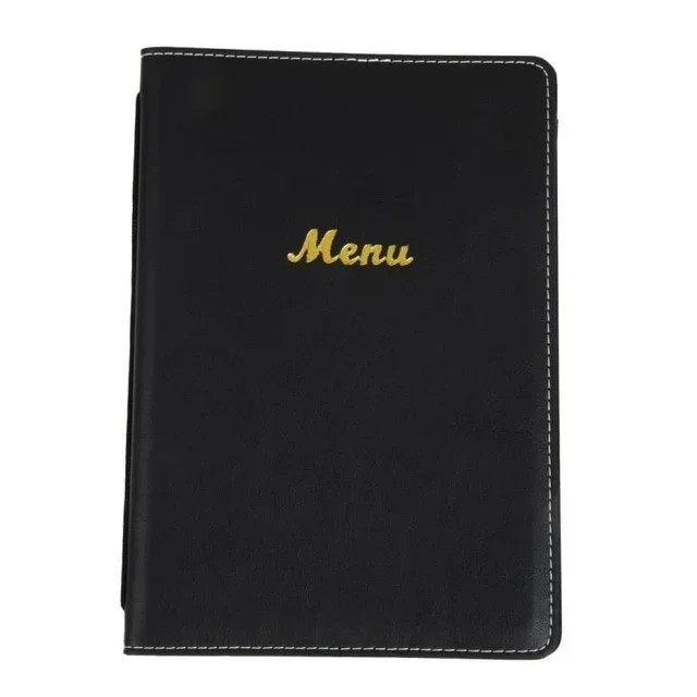 Menu Cover A5 Black Leather Effect