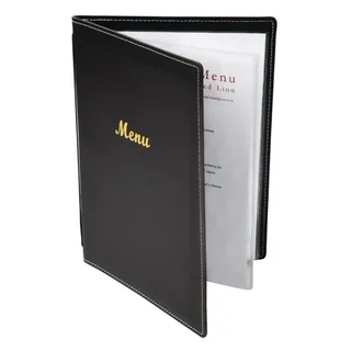 Menu Cover A5 Black Leather Effect