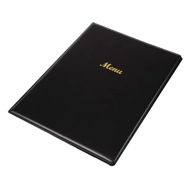 A4 Black PVC Menu Cover - Portrait Format - Restaurant Document Protection