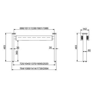 Lâmpada Aquecedora de Cerâmica - Comprimento 760 mm x Profundidade 142 mm