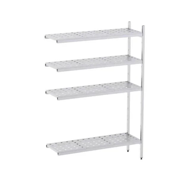 Estante de Canto Aço Inoxidável 4 Prateleiras Perfuradas - Largura 2360 x Profundidade 500 mm