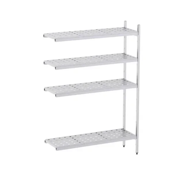 Scaffale Angolare Acciaio Inox 4 Ripiani Forati - L 2760 x P 500 mm
