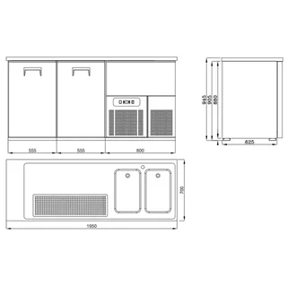 Beverage Refrigerator 2 Doors - Double Straight Well