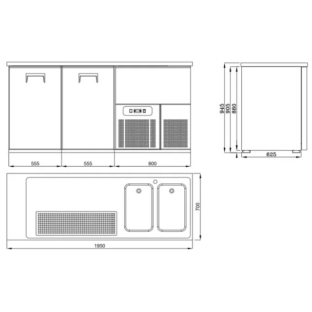 Beverage Refrigerator 2 Doors - Double Straight Well
