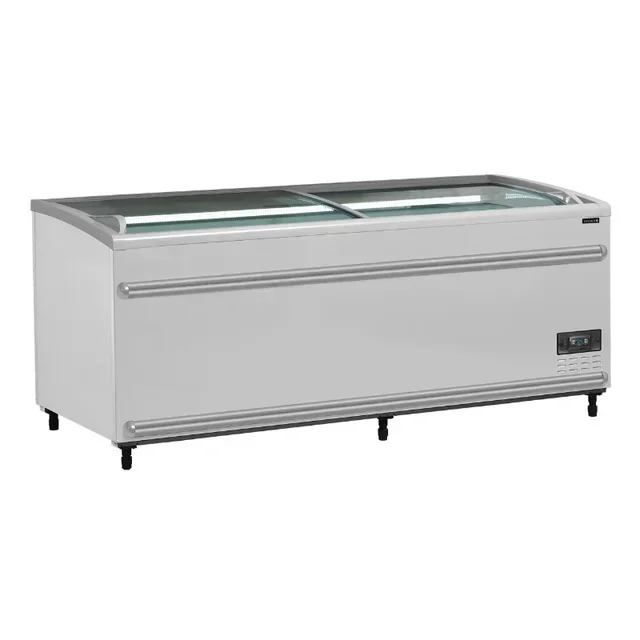 Réfrigérateur Congélateur Couvercle Vitré Incurvé Blanc 500 Litres