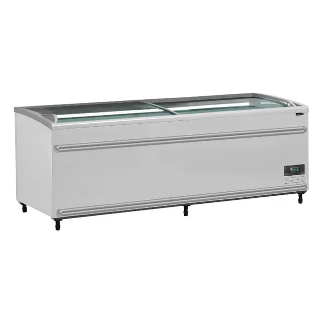 Double Door Curved Glass Refrigerator 584L - White Finish