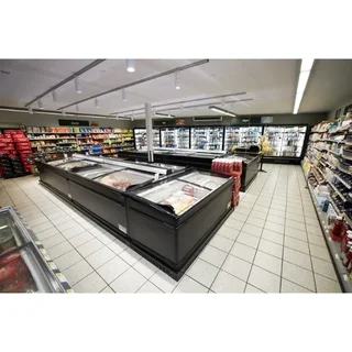 Réfrigérateur Congélateur Couvercle Vitré Incurvé Noir 584 Litres