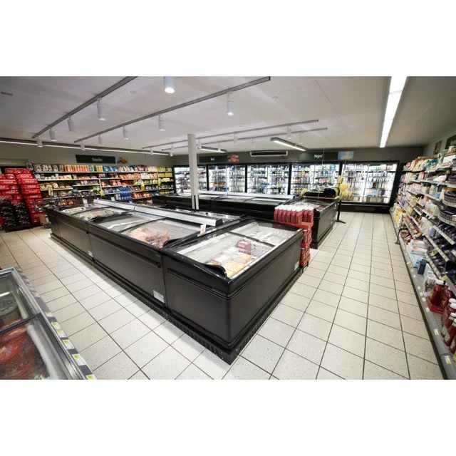 Réfrigérateur Congélateur Couvercle Vitré Incurvé Noir 584 Litres