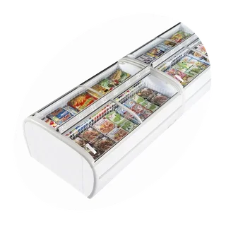 Refrigerator Freezer Double Curved Glass Lid White 1255 L