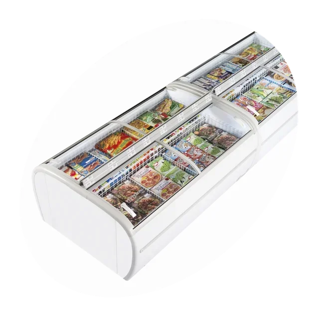 Refrigerator Freezer Double Curved Glass Lid White 1255 L