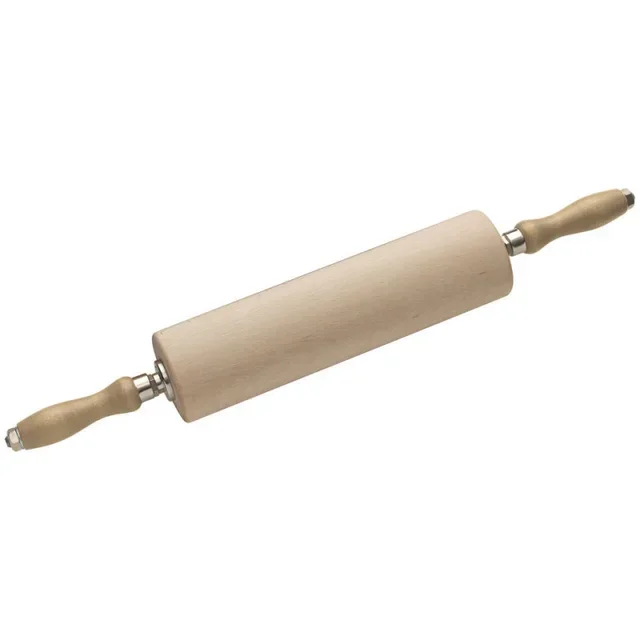 Beech Wood Rolling Pin with Handles - Length 300 mm - Diameter 80 mm