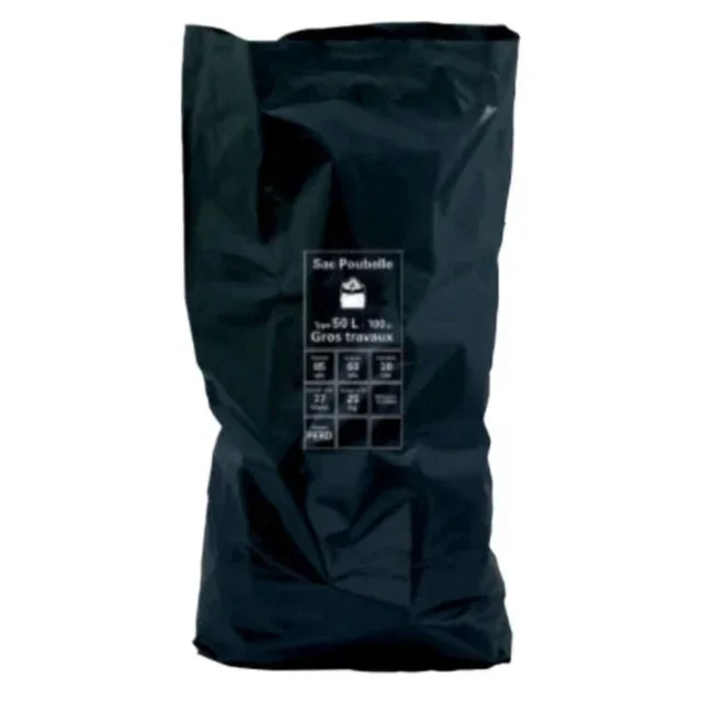 Saco de Lixo Reforçado 50 Litros - Lote de 5 Sacos Ultra-Resistentes para Trabalhos Pesados