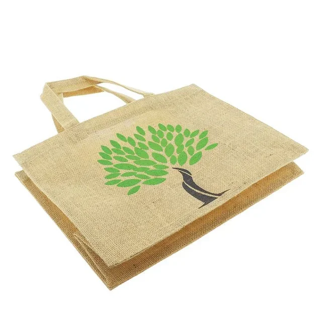 Sac en Toile de Jute Imprimé Arbre 36x19 cm