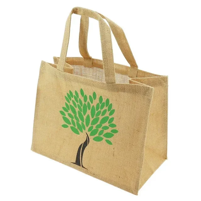 Sac en Toile de Jute Imprimé Arbre 36x19 cm
