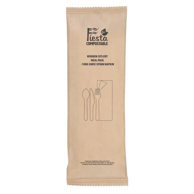 Wooden Cutlery & Napkin Kit - 250 Meal Packs