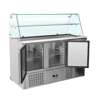 Professionelle Gekühlte Salattheke 3 Türen 368 Liter mit 4 Gastronorm GN 1/1 Behältern