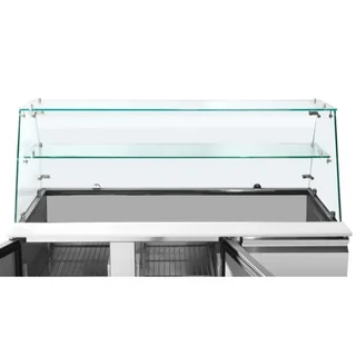 Professionelle Gekühlte Salattheke 3 Türen 368 Liter mit 4 Gastronorm GN 1/1 Behältern