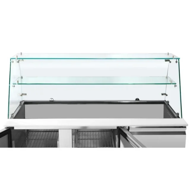 Professionelle Gekühlte Salattheke 3 Türen 368 Liter mit 4 Gastronorm GN 1/1 Behältern