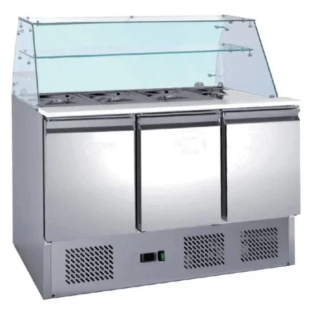 Professional Refrigerated Saladette 3 Doors 368 Litres with 4 Gastronorm GN 1/1 Pans