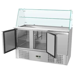 Professionelle Gekühlte Salattheke 3 Türen 368 Liter mit 4 Gastronorm GN 1/1 Behältern