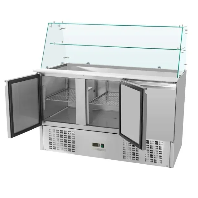 Professionelle Gekühlte Salattheke 3 Türen 368 Liter mit 4 Gastronorm GN 1/1 Behältern