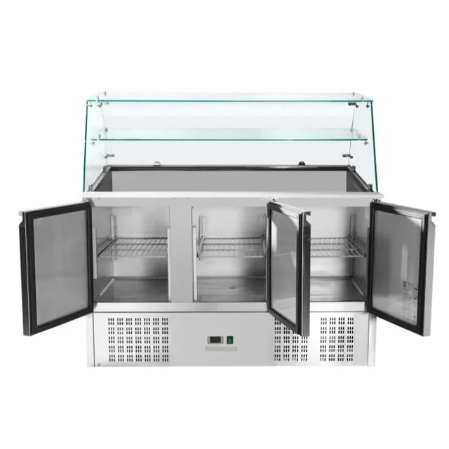 Professionelle Gekühlte Salattheke 3 Türen 368 Liter mit 4 Gastronorm GN 1/1 Behältern