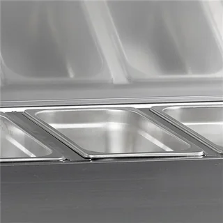 Countertop Refrigerated Saladette with Stainless Steel Lid - 5 GN 1/4 Pans - Static Cooling
