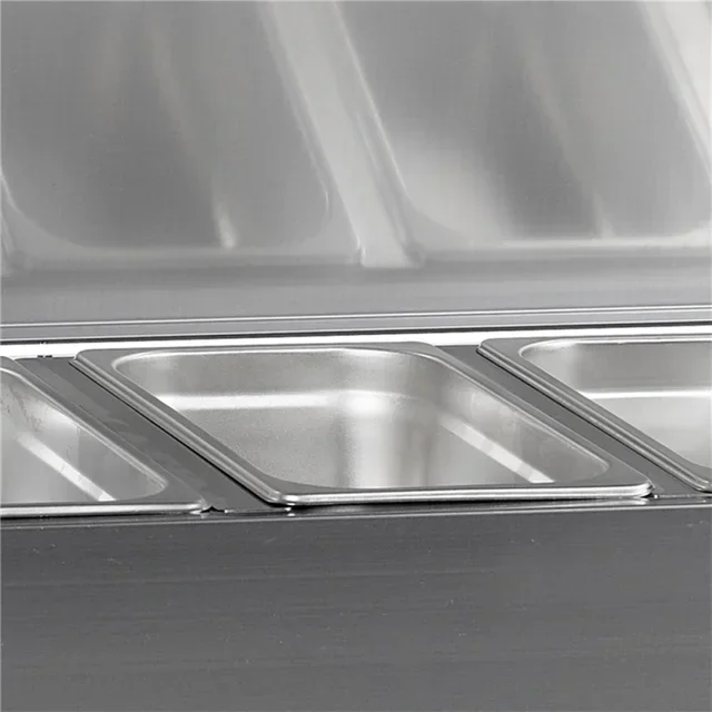 Countertop Refrigerated Saladette with Stainless Steel Lid - 5 GN 1/4 Pans - Static Cooling