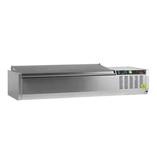 Countertop Refrigerated Saladette with Stainless Steel Lid - 5 GN 1/4 Pans - Static Cooling