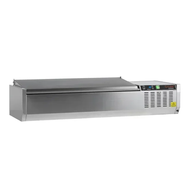 Countertop Refrigerated Saladette with Stainless Steel Lid - 5 GN 1/4 Pans - Static Cooling