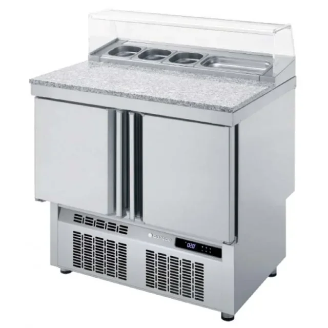 Saladette Réfrigérée 2 Portes 169L - 5 Bacs Gastronorme 1/6 - Température Positive