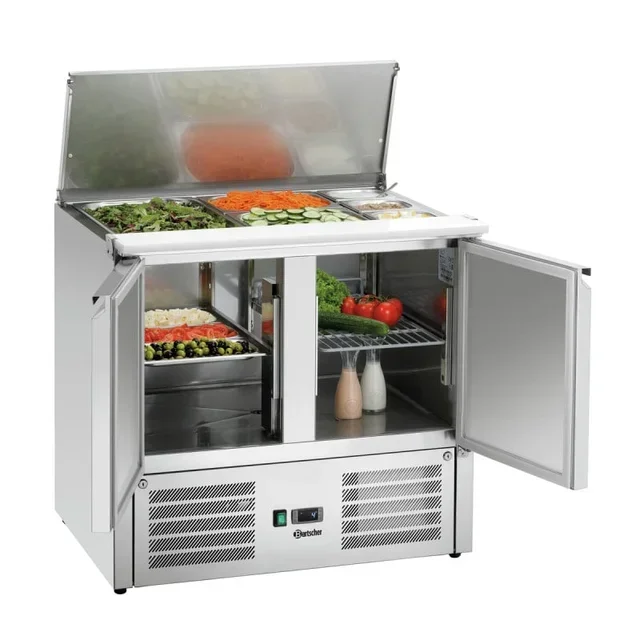 Saladette Refrigerada 2 Portas - 2 Cubas GN 1/1 + 3 Cubas GN 1/6 - Balcão de Saladas