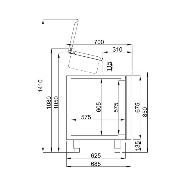 Refrigerated Saladette 2 Doors 7 GN 1/3 Pans