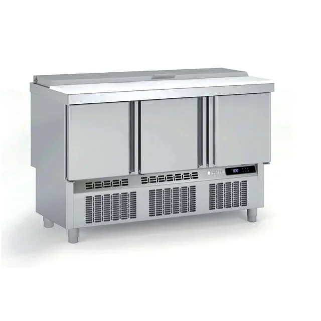 Saladette Réfrigérée 3 Portes - 264 Litres - 18 Bacs GN 1/6 + 6 Bacs GN 1/9 - Positive