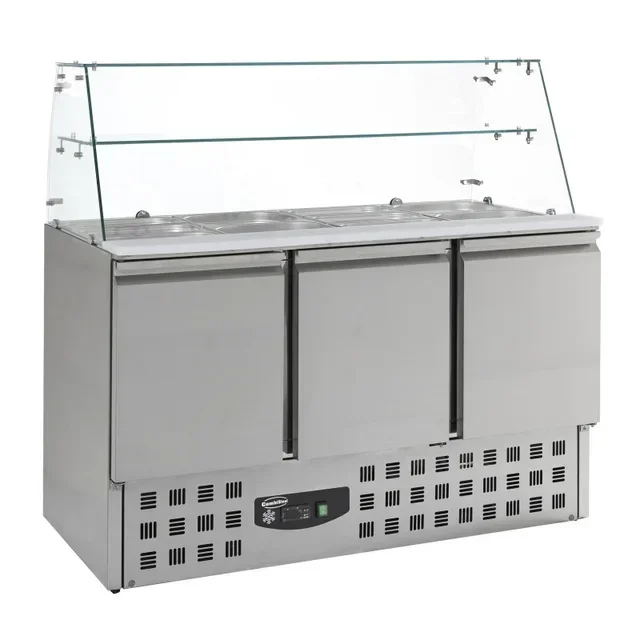 Refrigerated Saladette 3 Doors - 4 GN 1/1 Containers - Capacity 368 Liters