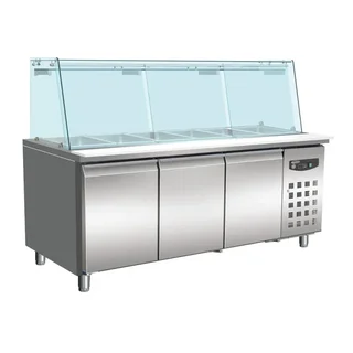 Saladette Refrigerada 3 Puertas 5 Cubetas GN 1/1 Capacidad 456 Litros