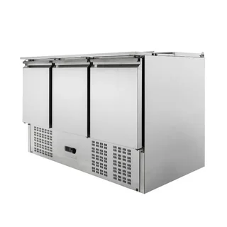 Refrigerated Saladette 3 Doors - Sliding Cover - 4 Gastronorm 1/1 Pans - Refurbished Used
