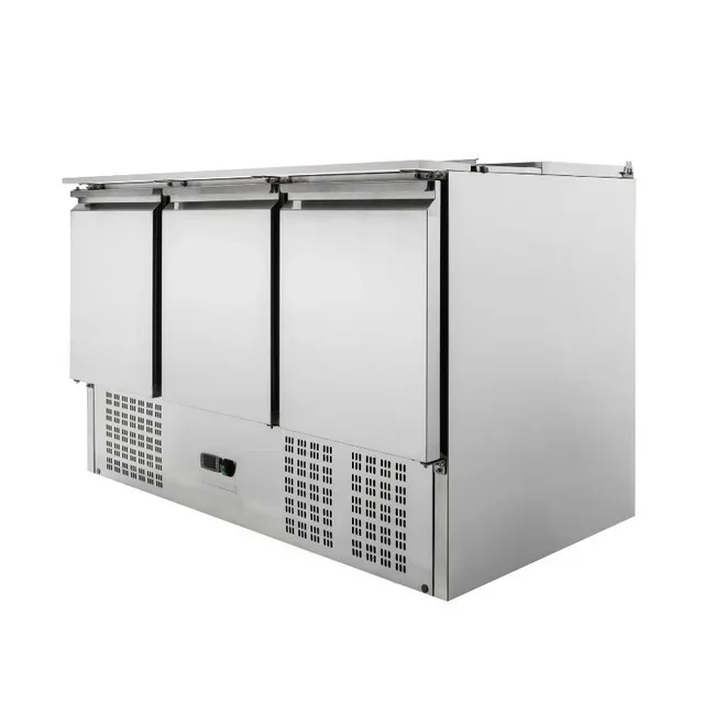 Refrigerated Saladette 3 Doors - Sliding Cover - 4 Gastronorm 1/1 Pans - Refurbished Used