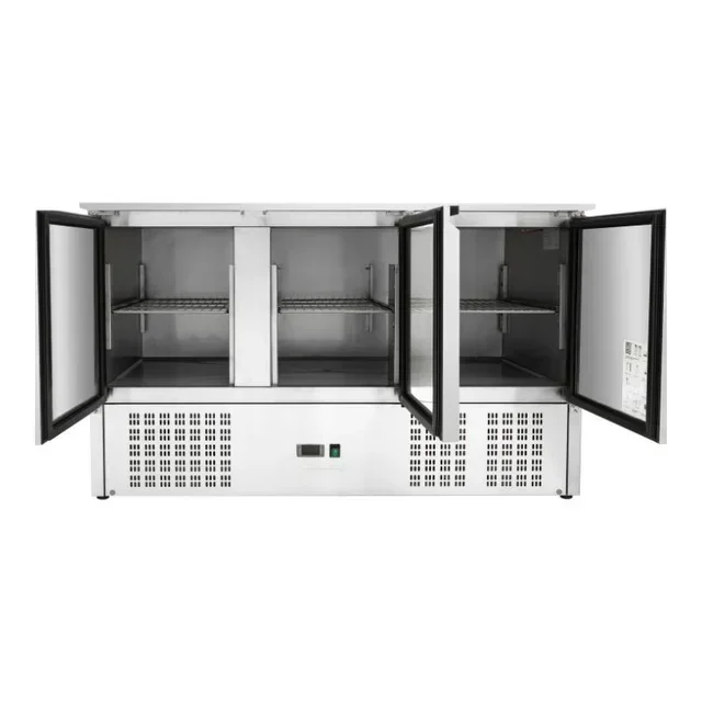 Refrigerated Saladette 3 Doors - Sliding Cover - 4 Gastronorm 1/1 Pans - Refurbished Used