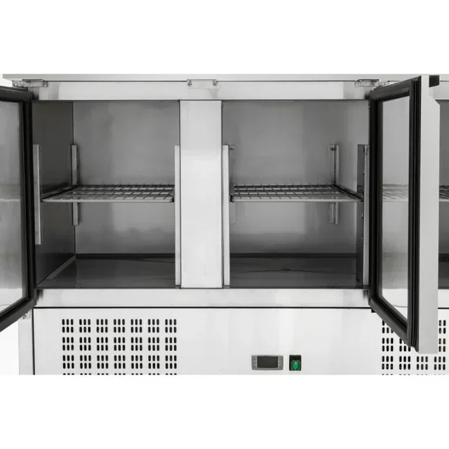 Refrigerated Saladette 3 Doors - Sliding Cover - 4 Gastronorm 1/1 Pans - Refurbished Used