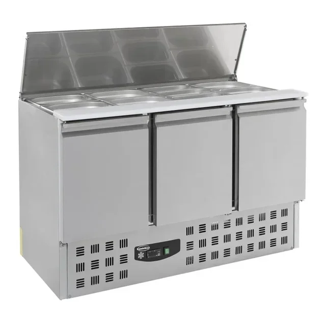 Saladette Refrigerada 368L 3 Portas - 4 Cubas GN 1/1 - Profundidade Padrão