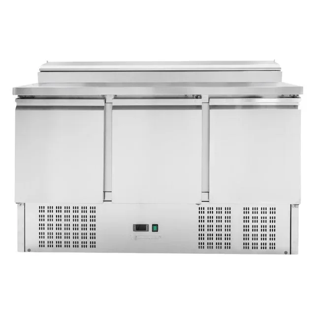 Saladette Refrigerata 3 Ante Scorrevoli con Coperchio in Vetro - Capacità 8 Bacinelle GN 1/6