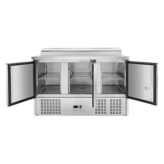 Saladette Refrigerada 3 Portas Corrediças com Tampa de Vidro - Capacidade 8 Cubas Gastronorm 1/6