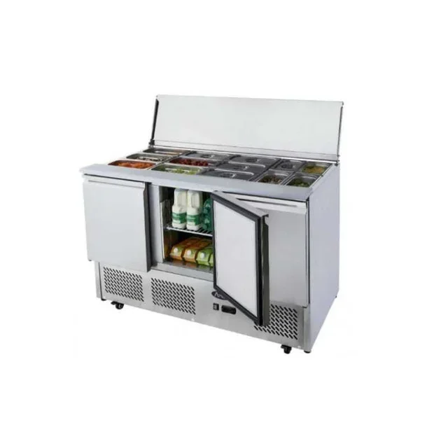 Saladette Refrigerata 4 Bacinelle GN 1/1 - 3 Porte con Coperchio Scorrevole