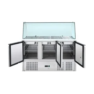 Refrigerated Saladette 4 GN 1/1 Pans - 3 Glass Doors