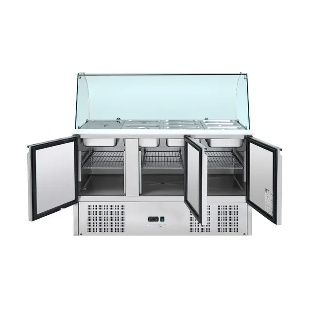 Refrigerated Saladette 4 GN 1/1 Pans - 3 Glass Doors