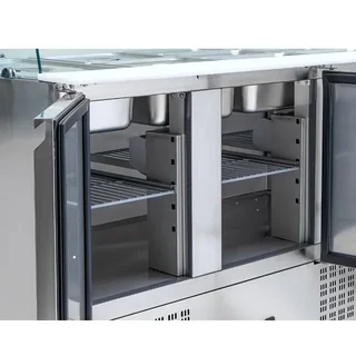 Refrigerated Saladette 4 GN 1/1 Pans - 3 Glass Doors