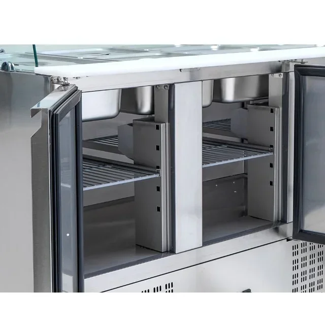 Refrigerated Saladette 4 GN 1/1 Pans - 3 Glass Doors