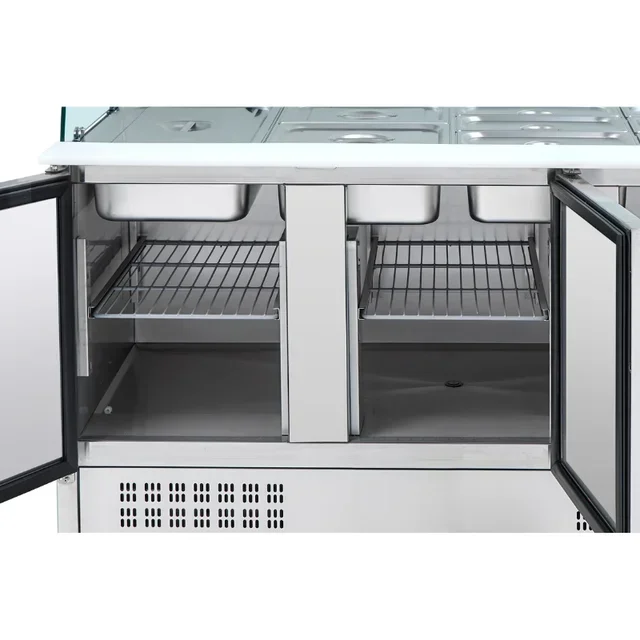 Refrigerated Saladette 4 GN 1/1 Pans - 3 Glass Doors