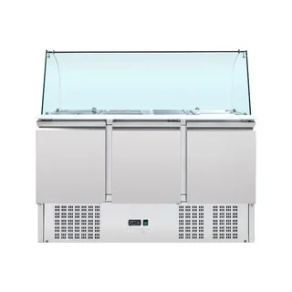Refrigerated Saladette 4 GN 1/1 Pans - 3 Glass Doors